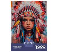 Jigsaw Puzzles for Adults 1000 Piece Native American Indian Art Print Jigsaw Puzzle Fun Games Birthday Present Unique Birthday And Xmas Gifts 70x50cm/1000pcs