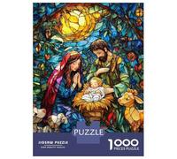 Jigsaw Puzzles for Adults 1000 Piece Nativity Scene Stained Gla Puzzles for Adults Hands-on Game Stress Reliever Stress Reduction Gifts 52x38cm/1000pcs