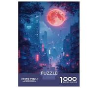 Jigsaw Puzzles for Adults 1000 Piece Neon City Moon Night Puzzles for Adults Relax Games Pattern Assembly Christmas Birthday Gifts 52x38cm/1000pcs