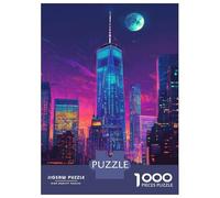 Jigsaw Puzzles for Adults 1000 Piece Neon Cityscape Puzzle for Adults Relaxing Games Hand Speed Race Fun Activities at Home 52x38cm/1000pcs