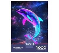 Jigsaw Puzzles for Adults 1000 Piece Neon Dolphin Leaping Water Jigsaw for Adults Fun Games Wall Art Unique Birthday And Xmas Gifts 52x38cm/1000pcs