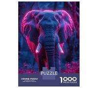 Jigsaw Puzzles for Adults 1000 Piece Neon Elephant Adult Jigsaw Relax Games Difficult Challenge Fun Activities at Home 38x26cm/1000pcs