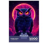 Jigsaw Puzzles for Adults 1000 Piece Neon Owl Under Full Moon Jigsaw Relax Games Wall Decoration Deal As Gifts for The Whole Family 70x50cm/1000pcs