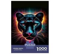 Jigsaw Puzzles for Adults 1000 Piece Neon Panther Wall Art Print Jigsaw for Adults Family Games But Fun And Humorous Christmas Birthday Gifts 38x26cm/1000pcs
