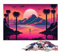 Jigsaw Puzzles for Adults 1000 Piece Neon Retro Landscape Puzzles for Adults Ideal for Family Fun, Relaxation 50x75CM/19.68x29.52inch