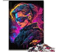 Jigsaw Puzzles for Adults 1000 Piece Neon Robots Made of Wood, High-Difficulty Brain Teaser for Teenagers 50x75cm for Family Interactive Game