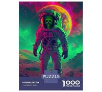 Jigsaw Puzzles for Adults 1000 Piece Neon Skull Astronaut Teenager Puzzles Hands-on Game Home Decoration Christmas Birthday Gifts 70x50cm/1000pcs