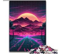 Jigsaw Puzzles for Adults 1000 Piece Neon Sunrise Mountains, for Ages 14 And over Each Piece Is Unique - Fun And Challenging Game for The Whole Family Good Gift (Size 26x38cm)