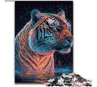 Jigsaw Puzzles for Adults 1000 Piece Neon Tiger cardboard Jigsaw Puzzles for Adults size 26x38cm Perfect for Family Gatherings, Birthdays, Holidays