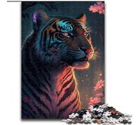 Jigsaw Puzzles for Adults 1000 Piece Neon Tiger Made of Wood, Perfect DIY Art Decor Or Birthday Gift 50x75cm for Family Interactive Game