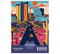 Jigsaw Puzzles for Adults 1000 Piece Neon Vegas Strip Adult Jigsaw Relax Games Difficult Challenge Fun Activities at Home 52x38cm/1000pcs