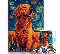 Jigsaw Puzzles for Adults 1000 Piece Night Sky Golden Retriever 1000 Pieces for Teenagers,Challenging Game Toys Wall Decoration Unique Birthday And Xmas Gifts 26x38cm