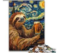 Jigsaw Puzzles for Adults 1000 Piece Night Sky Sloth Drinking, Toys Educational Games Stress Relieving Great Gifts And Toys 50x75cm