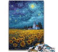 Jigsaw Puzzles for Adults 1000 Piece Night Sky Sunflower Puzzles for Adults,Game Toys Every Piece Is Unique - Challenging Family Fun Game (75x50cm)