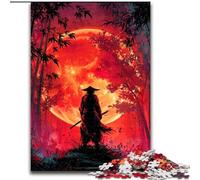 Jigsaw Puzzles for Adults 1000 Piece Ninja Under The Blood Moon Puzzle Home Decor Brain Teaser Game for Teenagers & Family Interaction (size 26x38cm)
