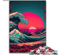 Jigsaw Puzzles for Adults 1000 Piece Ocean Wave Japan Made of Wood, Perfect Home Or Office Decor, Ideal 50x75cm for Family Interactive Game