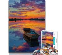 Jigsaw Puzzles for Adults 1000 Piece Oil Painting of Boat at Sunset Adult Jigsaw,Decompressing Intellectual Educational Toy Birthday Gift (size 75x50cm)