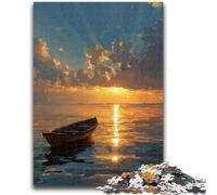 Jigsaw Puzzles for Adults 1000 Piece Oil Painting of Boat at Sunset Teenager Jigsaw,family Fun Games Is Ideal As A Gift for The Whole Family (26x38cm)