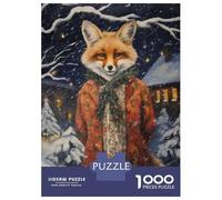 Jigsaw Puzzles for Adults 1000 Piece Old Classic Fox Xmas Puzzle for Adults Brain Teaser Game Enhance Memory Fun at Home Activities, 70x50cm/1000pcs