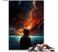 Jigsaw Puzzles for Adults 1000 Piece Orange Space Phenomenon Made of Wood, Perfect Home Or Office Decor, Ideal 50x75cm for Family Interactive Game