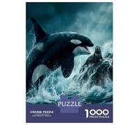 Jigsaw Puzzles for Adults 1000 Piece Orca And Seal in Ocean Jigsaw for Adults Fun Games Wall Art Unique Birthday And Xmas Gifts 38x26cm/1000pcs