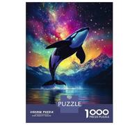 Jigsaw Puzzles for Adults 1000 Piece Orca Whale Leaping in Cosmic Waters Teenager Puzzles Hands-on Game Home Decoration Christmas Birthday Gifts 52x38cm/1000pcs