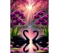 Jigsaw Puzzles for Adults 1000 piece,Orchids Lake Swans puzzles for adults,Classic Educational Games DIY Handwork Puzzle for Home Decor Gift