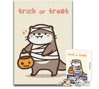 Jigsaw Puzzles for Adults 1000 Piece Otter Mummy Trick Or Treat Challenging Game Toys Presents for Women Birthday Gifts Size 50x75cm