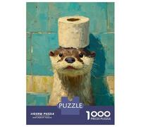 Jigsaw Puzzles for Adults 1000 Piece Otter with Toilet Paper Hat Painting Jigsaw Hands-on Game Birthday Present Unique Birthday And Xmas Gifts 38x26cm/1000pcs
