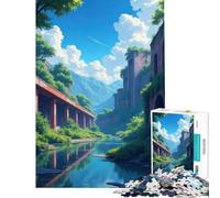 Jigsaw Puzzles for Adults 1000 Piece Overgrown Ruins by The River Difficult And Challenge Difficult Hard Toy Wall Decor for And from 14 Years And over (38x52cm)