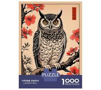 Jigsaw Puzzles for Adults 1000 Piece Owl Japanese Art Puzzle for Adults Brain Teaser Game Enhance Memory Fun at Home Activities, 52x38cm/1000pcs