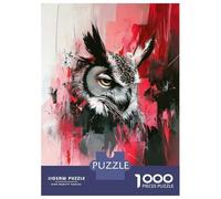 Jigsaw Puzzles for Adults 1000 Piece Owl Painting with Red Accents Jigsaw Hands-on Game Birthday Present Unique Birthday And Xmas Gifts 52x38cm/1000pcs