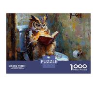 Jigsaw Puzzles for Adults 1000 Piece Owl Reading on Toilet Puzzles for Adults Relaxing Games A Work of Art Fun Activities at Home 38x26cm/1000pcs