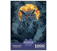 Jigsaw Puzzles for Adults 1000 Piece Owl Under Full Moon Jigsaw for Adults Fun Games Wall Art Unique Birthday And Xmas Gifts 52x38cm/1000pcs