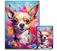 Jigsaw Puzzles for Adults 1000 Piece Painting Colorful Chihuahua Dog Art Puzzles for Adults Relaxing Entertainment Home Decor 1000 PCS(38x26cm)