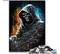 Jigsaw Puzzles for Adults 1000 Piece Painting The Grim Reaper Made of Wood, Unique DIY Home Decor Gift Idea 50x75cm Birthday Party for Men Women