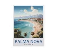 Jigsaw Puzzles for Adults 1000 Piece，Palma Nova Mallorca vintage travel poster，Educational Games Brain Challenge Jigsaw Puzzles for Adult Kids（50x70cm）-AN4