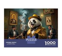 Jigsaw Puzzles for Adults 1000 Piece Panda Jazz Band Performance Puzzle for Adults Brain Teaser Game Enhance Memory Fun at Home Activities, 38x26cm/1000pcs