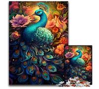 Jigsaw Puzzles for Adults 1000 Piece Peacock Among Flowers Jigsaw Puzzles for Adults Ideal for Lover Perfect Christmas New Year Valentine's Gift 1000 PCS(38x26cm)