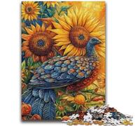 Jigsaw Puzzles for Adults 1000 Piece Peacock And Sunflower Educational Games Home Decoration Educational Game for Birthday, Chrismas 26x38cm