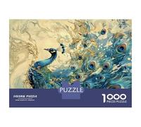Jigsaw Puzzles for Adults 1000 Piece Peacock Feather Wall Art Puzzle for Adults Brain Teaser Game Enhance Memory Fun at Home Activities, 70x50cm/1000pcs