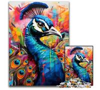 Jigsaw Puzzles for Adults 1000 Piece Peacock Graffiti Impossible Jigsaw Puzzles for Adults Ideal for Family Fun, Relaxation 50x75CM/19.68x29.52inch