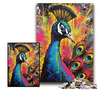 Jigsaw Puzzles for Adults 1000 Piece Peacock Graffiti Painting cardboard Jigsaw Puzzles Size 26x38cm Brain Challenge Game for Teenagers & Family Interaction