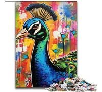 Jigsaw Puzzles for Adults 1000 Piece Peacock Graffiti Painting Jigsaw Puzzles Family Game Night Fun, DIY Decorative Artwork 50x75cm