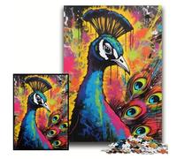 Jigsaw Puzzles for Adults, 1000 Piece Peacock Graffiti Painting Puzzles for Adults 50x75 cm Relaxing Entertainment, Home Decor