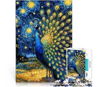 Jigsaw Puzzles for Adults 1000 Piece Peacock Under Starry Night Made of cardboard for age 14 years and over Learning Educational Toys Family Games Games Toys Gift。size：26x38cm/10.24x14.96inch