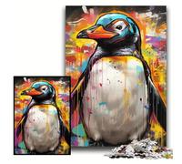 Jigsaw Puzzles for Adults 1000 Piece Penguin Graffiti Jigsaw Puzzles for Adults 50x75 cm Brain Teaser & Home Decor, Perfect