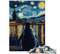 Jigsaw Puzzles for Adults 1000 Piece Penguin Starry Night View Educational Game Presents for Women Educational Toy Every Piece Is Unique Size 75x50cm