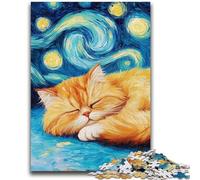Jigsaw Puzzles for Adults 1000 Piece Persian Cat Night Sky Stress Reliever Difficult Challenge Every Piece Is Unique - Challenging Family Fun Game 26x38cm