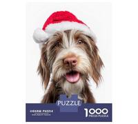 Jigsaw Puzzles for Adults 1000 Piece Petit Basset Griffon Vendéen Dog with Santa Hat Portrait Jigsaws for Adults Anti-Stress Toys Birthday Present Unique Birthday And Gifts 52x38cm/1000pcs